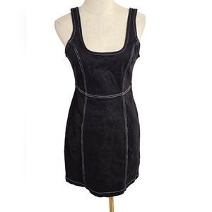 Cotton On Black Heavy Stretch Mini Jumper Overall Dress